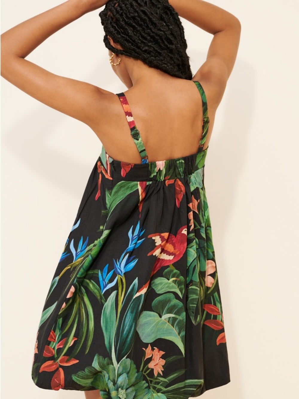 FARM Rio Black Tropical Mini Dress with Green, Blue & Coral Accents - Picture 2 of 2